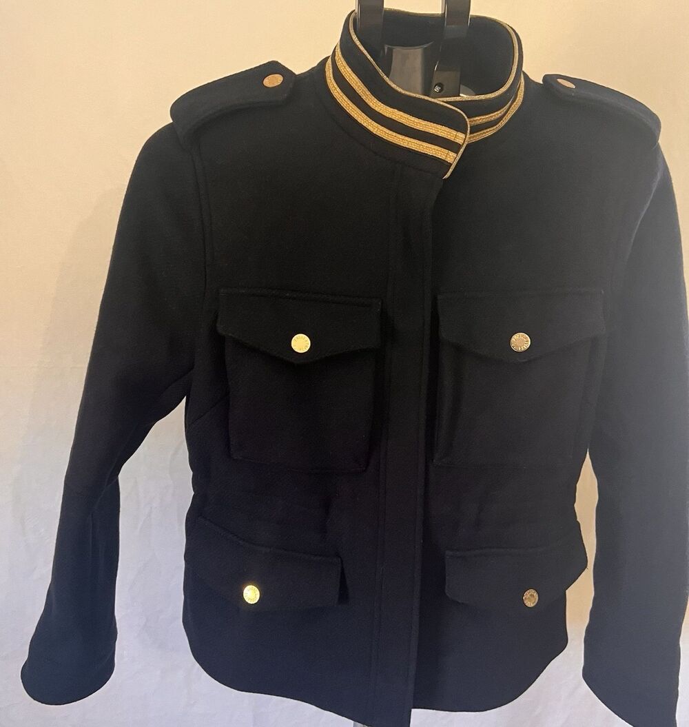 Zadig & Voltaire Kapoi Lainage Navy Wool Military Officer Band Jacket Medium